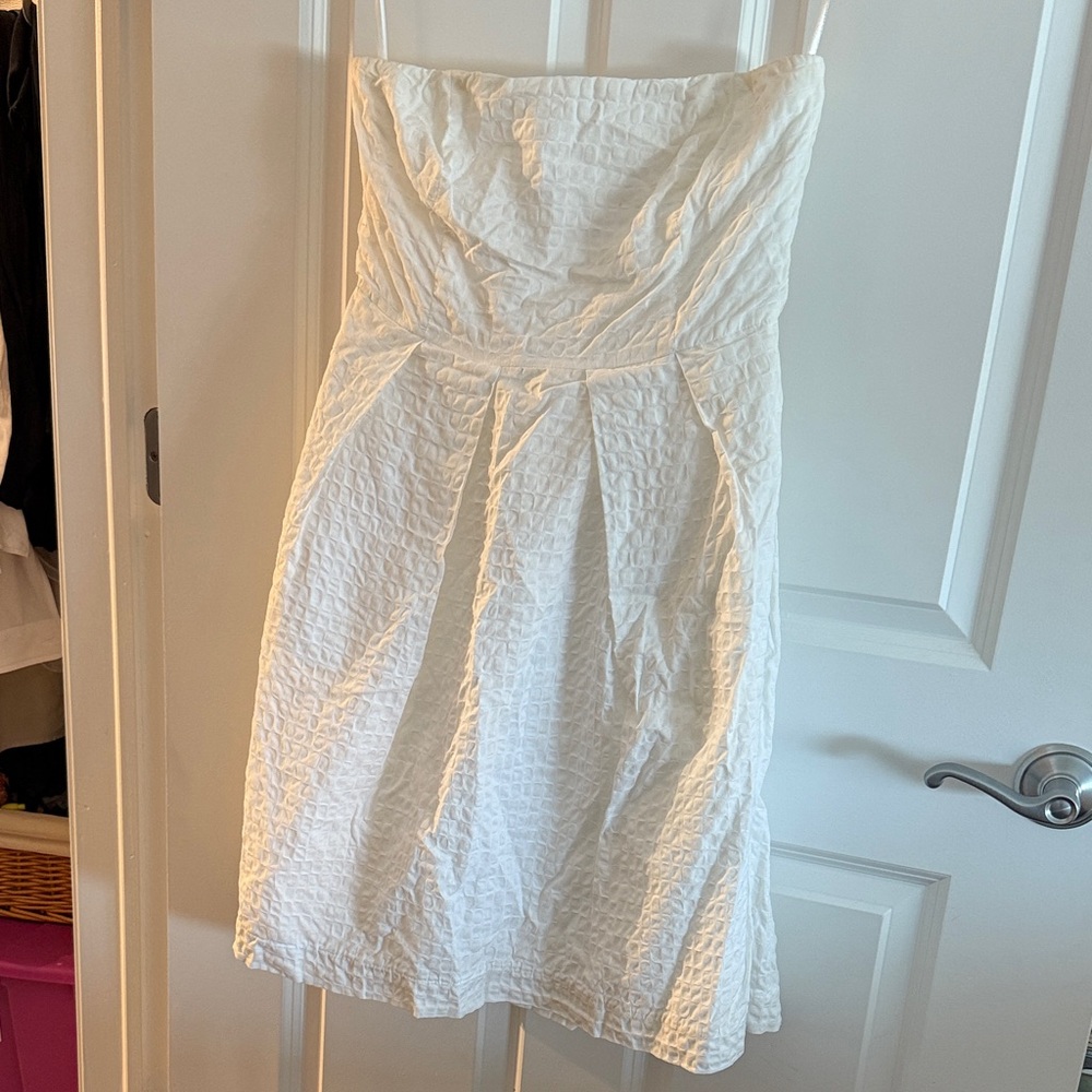J. Crew Strapless Textured White Dress